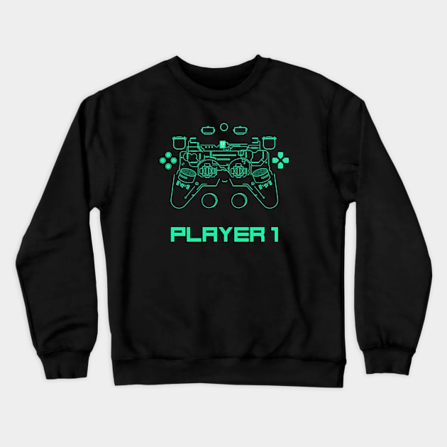 Player 1 Crewneck Sweatshirt by Teewiii